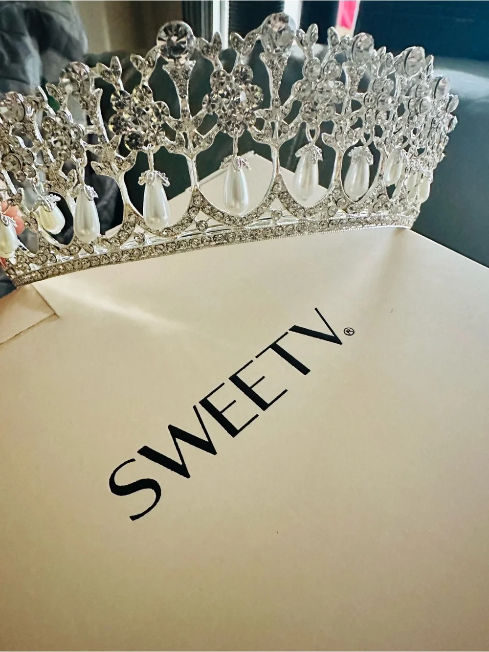 Sweetv Princess Diana Silver Crystal Bridal Tiara Headpiece